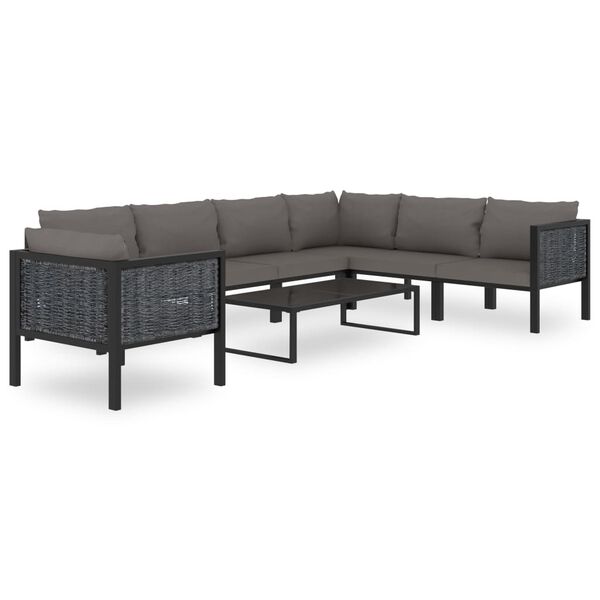 vidaXL Salon de jardin 8 pcs avec coussins R&eacute;sine tress&eacute;e Anthracite