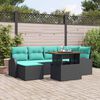 vidaXL Ensemble de canap&eacute; de jardin 7 pcs Noir Poly rotin