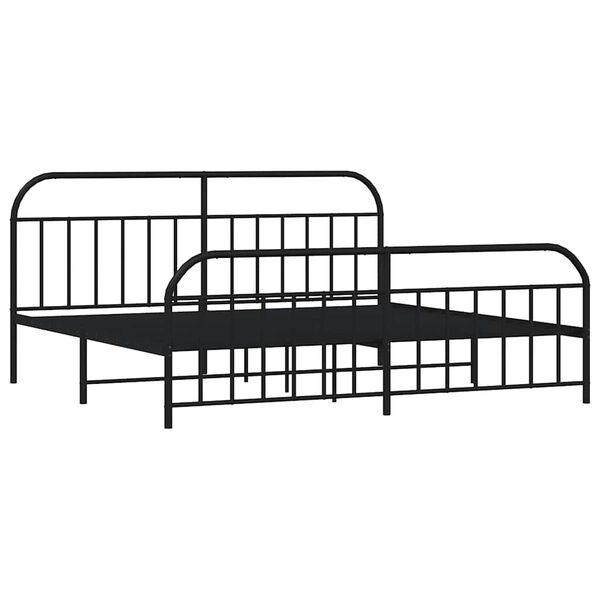 vidaXL Cadre de lit métal sans matelas avec pied de lit noir 193x203cm