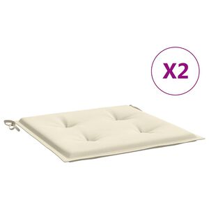 vidaXL Coussins de chaise jardin lot de 2 cr&egrave;me 40x40x4cm tissu oxford