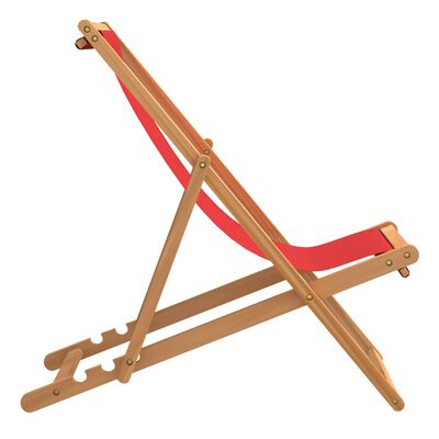 vidaXL Chaise de plage pliable Bois de teck solide rouge