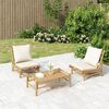 vidaXL Chaises de jardin lot de 2 avec coussins blanc crème bambou