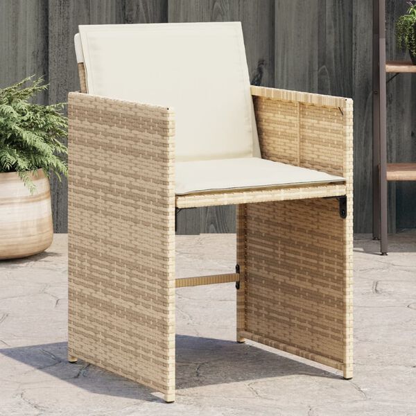 vidaXL Chaises de jardin avec coussins lot de 4 beige r&eacute;sine tress&eacute;e
