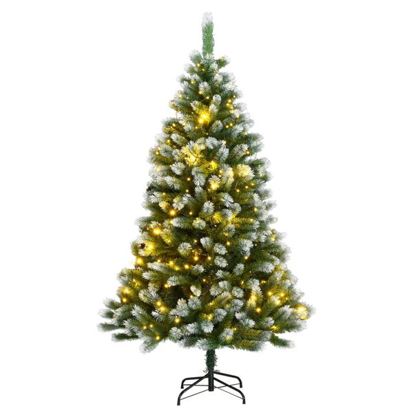 vidaXL Sapin de No&euml;l artificiel &agrave; charni&egrave;re 300LED neige floqu&eacute;e 210cm