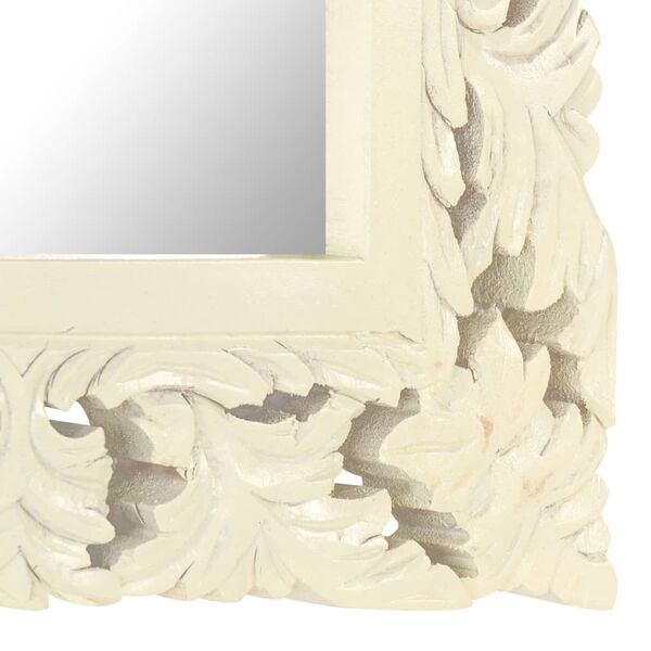 vidaXL Miroir sculpté à la main Blanc 50x50 cm Bois de manguier massif