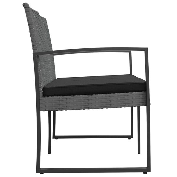 vidaXL Banc de jardin à 2 places et coussins gris foncé PP rotin