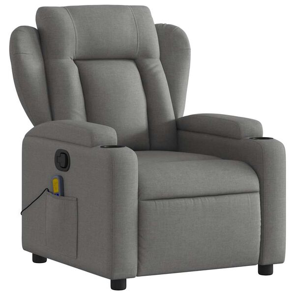 vidaXL Fauteuil inclinable de massage gris fonc&eacute; tissu