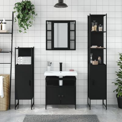 vidaXL Ensemble d’armoires salle de bain 4 pcs noir bois d'ingénierie