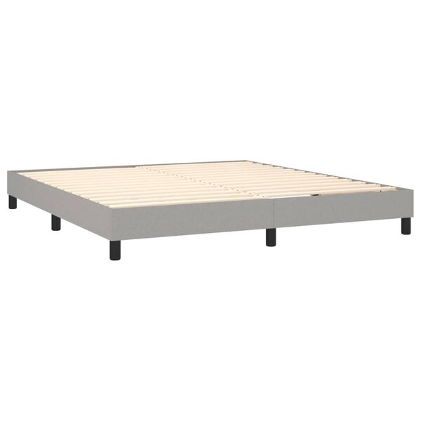 vidaXL Sommier à lattes de lit et matelas gris clair 193x203 cm tissu