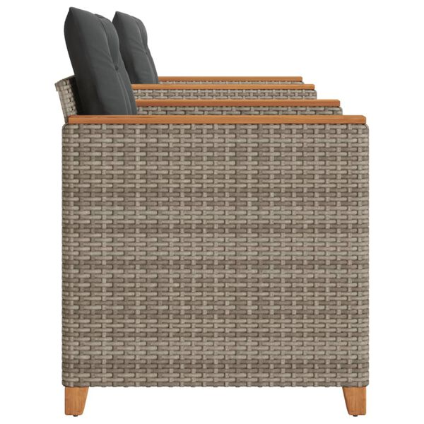 vidaXL Ensemble de bistro 3 pcs et coussins gris r&eacute;sine tress&eacute;e acacia