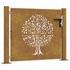 vidaXL Portail de jardin 100x75 cm en acier Corten motif arbre