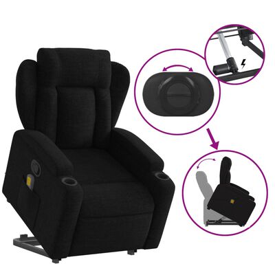 vidaXL Fauteuil inclinable de massage noir tissu