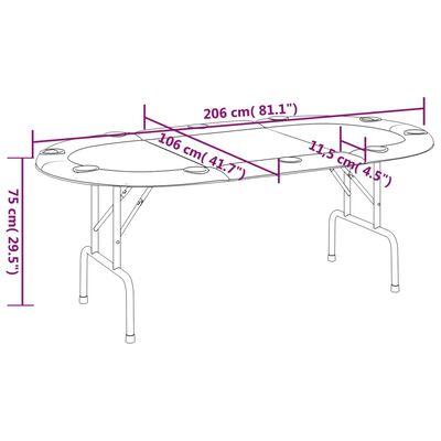 vidaXL Table de poker pliable 10 joueurs Vert 206x106x75 cm