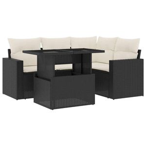 vidaXL Salon de jardin 5 pcs avec coussins noir r&eacute;sine tress&eacute;e