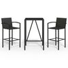 vidaXL Ensemble de bar de jardin 3 pcs noir r&eacute;sine tress&eacute;e