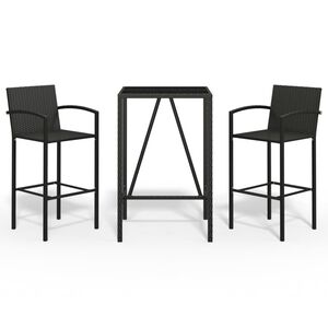 vidaXL Ensemble de bar de jardin 3 pcs noir r&eacute;sine tress&eacute;e