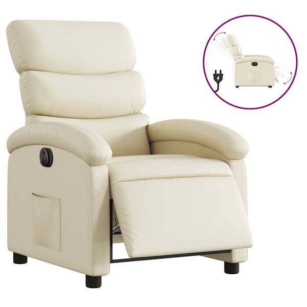 vidaXL Fauteuil inclinable &eacute;lectrique cr&egrave;me similicuir