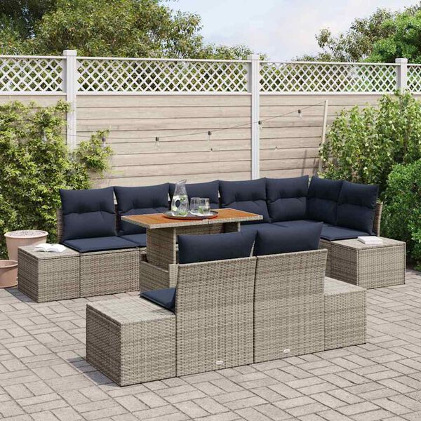 vidaXL Ensemble de salle &agrave; manger pour jardin 9 pcs Gris et marine