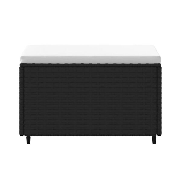 vidaXL Repose-pieds de jardin et coussins lot de 2 noir r&eacute;sine tress&eacute;e