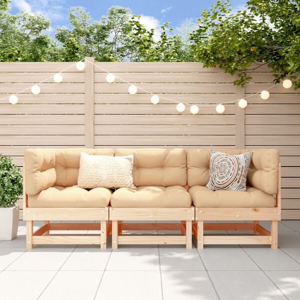 vidaXL Salon de jardin 3 pcs bois massif de pin
