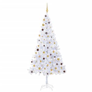 vidaXL Arbre de No&euml;l artificiel pr&eacute;-&eacute;clair&eacute;/boules 210 cm 910 branches