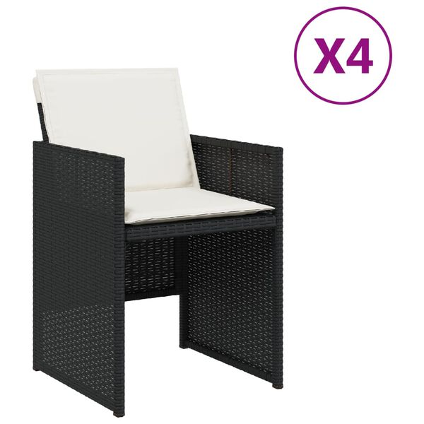 vidaXL Chaises de jardin lot de 4 avec coussins noir r&eacute;sine tress&eacute;e