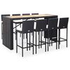 vidaXL Ensemble de bar d'ext&eacute;rieur 9 pcs R&eacute;sine tress&eacute;e et acacia Noir