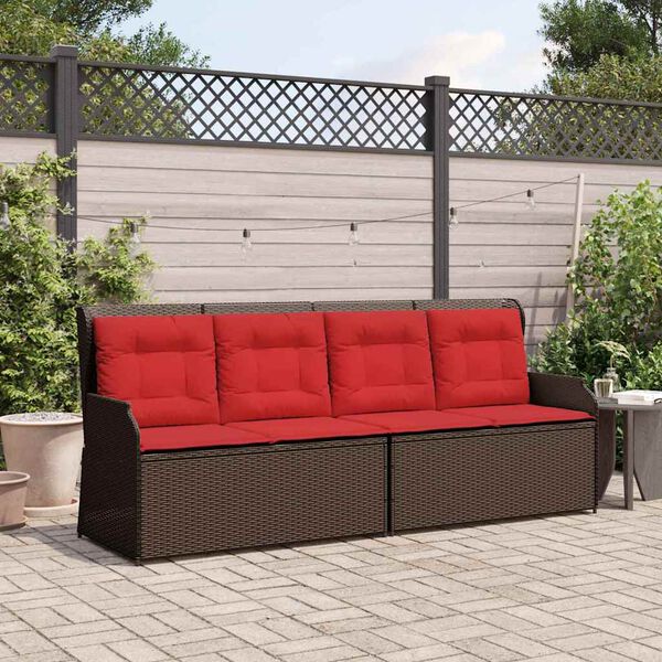 vidaXL Banc de jardin avec coussin Marron Poly rotin