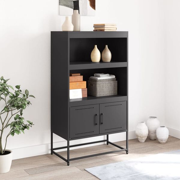 vidaXL Buffet haut noir 68,5x38,5x123,5 cm acier