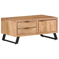 vidaXL Table basse 90x50x40 cm Bois d'acacia solide avec bord naturel