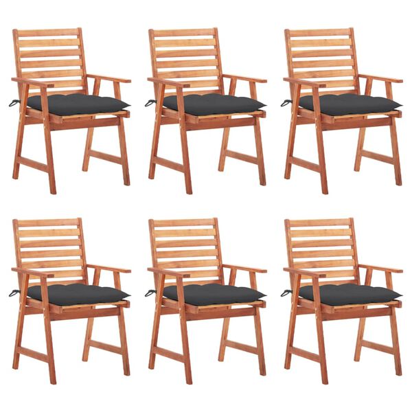 vidaXL Chaises &agrave; manger d'ext&eacute;rieur lot de 6 et coussins Acacia massif