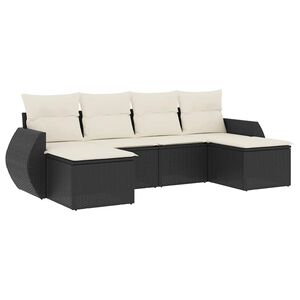 vidaXL Salon de jardin 6 pcs avec coussins noir r&eacute;sine tress&eacute;e