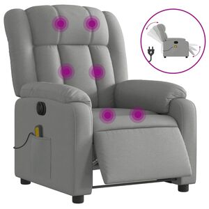 vidaXL Fauteuil inclinable de massage &eacute;lectrique gris clair tissu