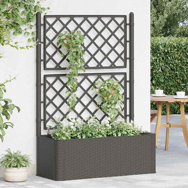 vidaXL Lit sur&eacute;lev&eacute; de jardin treillis syst&egrave;me d'arrosage Anthracite