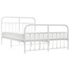 vidaXL Cadre de lit m&eacute;tal sans matelas et pied de lit blanc 150x200 cm