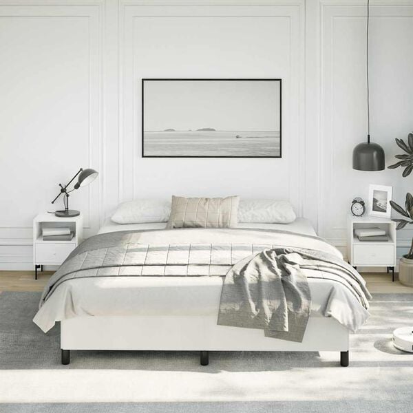 vidaXL Cadre de lit sans matelas blanc California similicuir