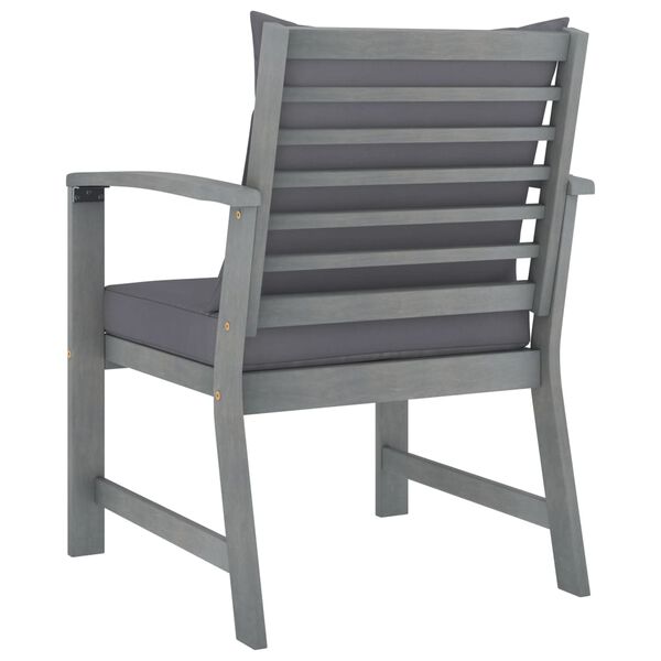 vidaXL Chaises de jardin lot de 2 avec coussins gris fonc&eacute; Bois acacia