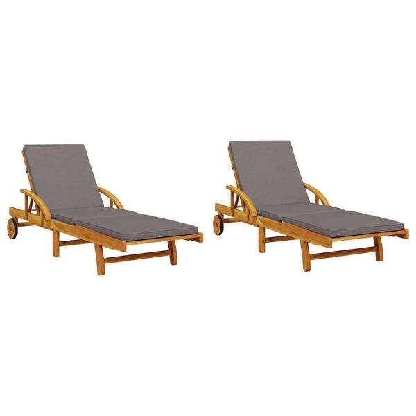vidaXL Chaises longues lot de 2 avec coussins 200x68x83 cm bois acacia