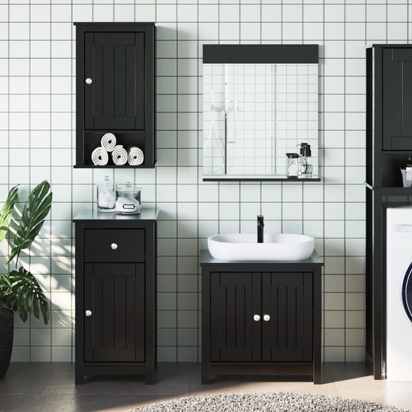 vidaXL Meubles de salle de bain 3 pcs BERG noir bois de pin massif