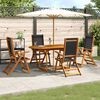 vidaXL Ensemble &agrave; manger de jardin 5pcs bois d'acacia solide textil&egrave;ne