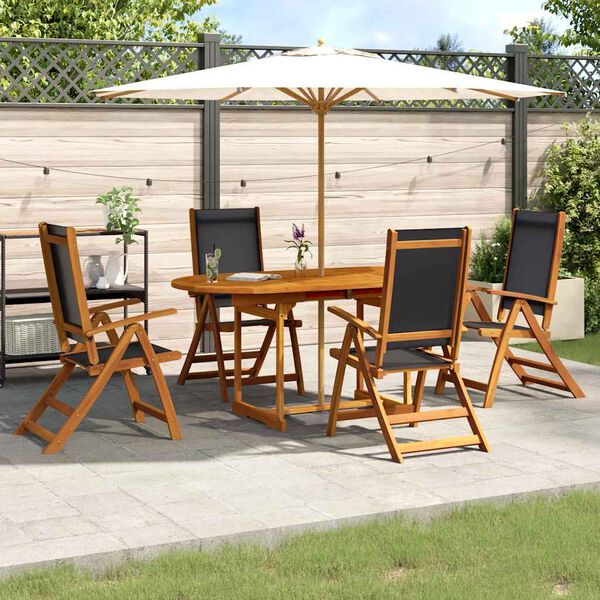 vidaXL Ensemble &agrave; manger de jardin 5pcs bois d'acacia solide textil&egrave;ne