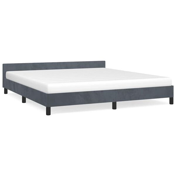 vidaXL Cadre de lit sans matelas gris foncé king velours