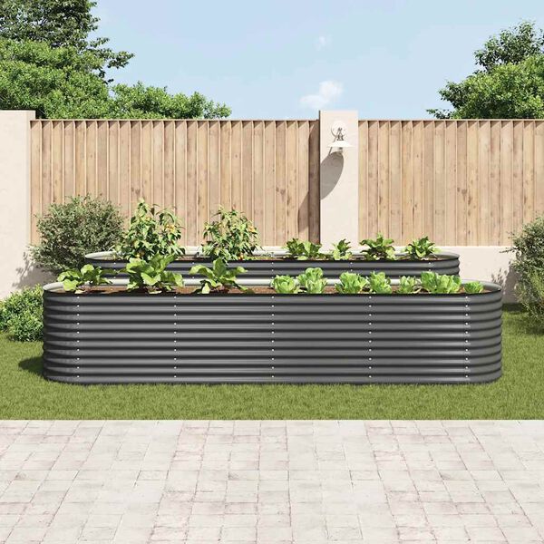 vidaXL Lit sur&eacute;lev&eacute; de jardin 400x80x81 cm Acier galvanis&eacute; Gris