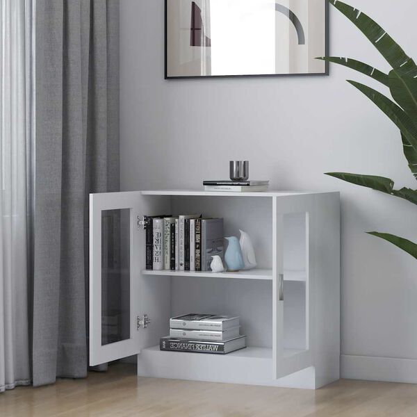 vidaXL Armoire &agrave; vitrine Blanc 82,5x30,5x80 cm Bois d'ing&eacute;nierie