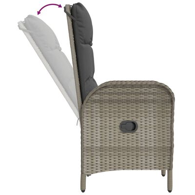 vidaXL Salon de jardin 3 pcs avec coussins Gris Résine tressée