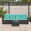 vidaXL Ensemble de canap&eacute; de jardin 5 pcs Noir et turquoise polyrotin