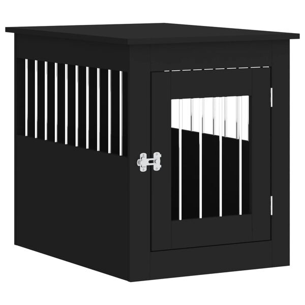 vidaXL Meuble de cage pour chiens noir 55x75x65 cm bois d'ing&eacute;nierie