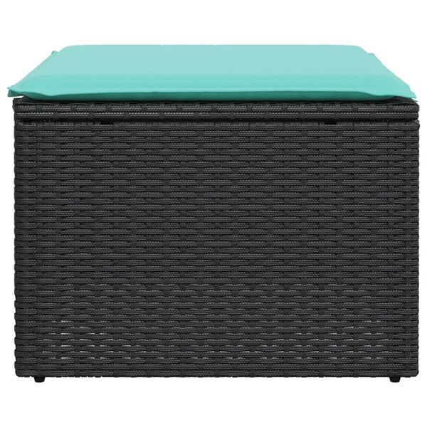 vidaXL Tabouret de jardin avec coussin noir 55x55x37 cm r&eacute;sine tress&eacute;e