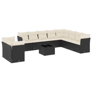 vidaXL Salon de jardin 11 pcs avec coussins noir r&eacute;sine tress&eacute;e