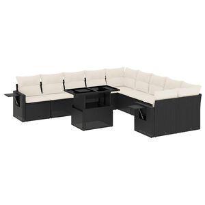 vidaXL Salon de jardin 11 pcs avec coussins noir r&eacute;sine tress&eacute;e